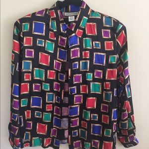 Vintage Notions Silk Blouse with Gem Stone Design